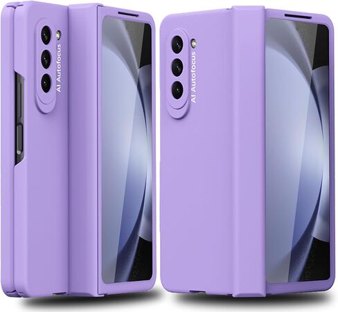 Designed for Samsung Galaxy Z Fold 5 Case with Hinge Protection, Ultra-Thin Hard PC Fold 5 Case with Front Screen Protector All-Inclusive Case for Galaxy Z Fold 5 (2023), Purple in Kuwait