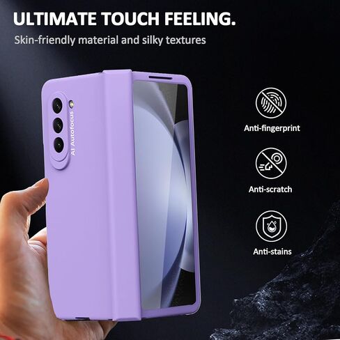 Designed for Samsung Galaxy Z Fold 5 Case with Hinge Protection, Ultra-Thin Hard PC Fold 5 Case with Front Screen Protector All-Inclusive Case for Galaxy Z Fold 5 (2023), Purple in Kuwait