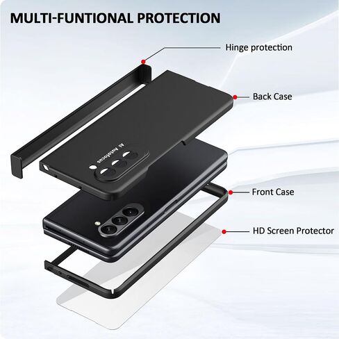 Designed for Samsung Galaxy Z Fold 5 Case with Hinge Protection, Ultra-Thin Hard PC Fold 5 Case with Front Screen Protector All-Inclusive Case for Galaxy Z Fold 5 (2023), Purple in Kuwait