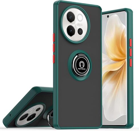 QUIETIP Case Compatible with vivo V40 Lite & V30e,TPU + Hard PC Shockproof Magnetic Ring Car Mount Stand Cover,Blue in Kuwait