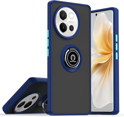 QUIETIP Case Compatible with vivo V40 Lite & V30e,TPU + Hard PC Shockproof Magnetic Ring Car Mount Stand Cover,Blue in Kuwait