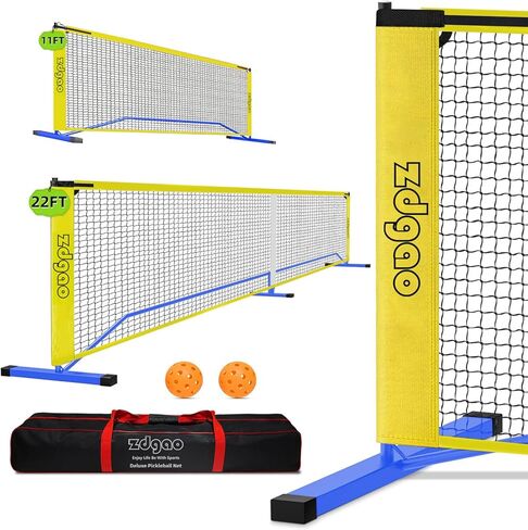 Zdgao 2-in-1 Portable Pickleball Net - Pickleball Net for Driveway with 22 FT Regulation Size & 11 FT Half Court Size Net with Pickleball Ball and Carry Bag, Steady Metal Frame for All Weather in Kuwait