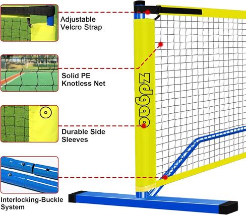 Zdgao 2-in-1 Portable Pickleball Net - Pickleball Net for Driveway with 22 FT Regulation Size & 11 FT Half Court Size Net with Pickleball Ball and Carry Bag, Steady Metal Frame for All Weather in Kuwait