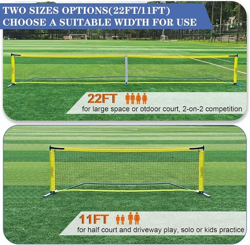 Zdgao 2-in-1 Portable Pickleball Net - Pickleball Net for Driveway with 22 FT Regulation Size & 11 FT Half Court Size Net with Pickleball Ball and Carry Bag, Steady Metal Frame for All Weather in Kuwait