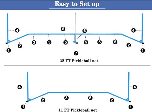 Zdgao 2-in-1 Portable Pickleball Net - Pickleball Net for Driveway with 22 FT Regulation Size & 11 FT Half Court Size Net with Pickleball Ball and Carry Bag, Steady Metal Frame for All Weather in Kuwait