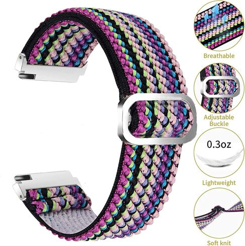 Compatible for FITVII Fitness Tracker Bands, 20mm, 22mm Stretch Elastics Nylon Adjustable Replacement Strap Accessories Compatible for FITVII HM57, HM78, HM68, HM21, H56, H86 Smart Watch Fitness Tracker in Saudi Arabia