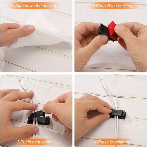 HARFINGTON 50pcs Adhesive Cable Clips 29 x 11.5mm PA66 Nylon Cable Management Wire Holders Sticky Tidy for Under Desk Car Wall PC Ethernet Cable, Black in Saudi Arabia