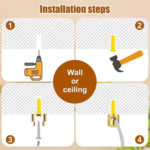 6 قطع مثبتات كابل لتنظيم المكتب، منظم أسلاك ألومنيوم قوي لقطر 0.28 بوصة أقصى قطر لكابلات إدارة الشاحن ومشابك أسلاك الكابلات المعدنية لمنضدة المكتب المنزلي (ذهبي) in Kuwait