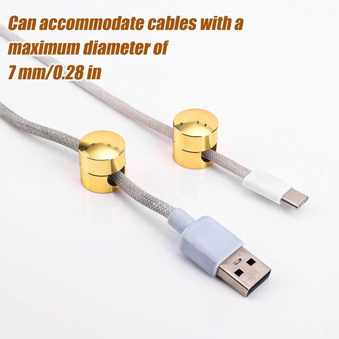 6 قطع مثبتات كابل لتنظيم المكتب، منظم أسلاك ألومنيوم قوي لقطر 0.28 بوصة أقصى قطر لكابلات إدارة الشاحن ومشابك أسلاك الكابلات المعدنية لمنضدة المكتب المنزلي (ذهبي) in Kuwait