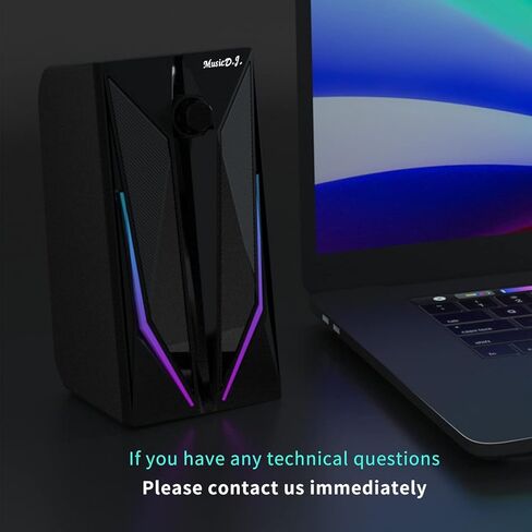 مكبرات صوت لسطح المكتب، مكبر صوت هاي فاي ستيريو للألعاب للكمبيوتر الشخصي بقناة 2.0 مع أوضاع إضاءة LED ملونة، وجهير محسن وتحكم سهل في مستوى الصوت، مزود بمنفذ USB مقاس 3.5 مم. in Kuwait