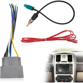 Radio Wire Harness, Car Radio Stereo Wiring Harness, Radio Wiring Harness with Antenna Adapter Connector for Car Stereo 2006-2016 Dodge, 2008-2016 Jp