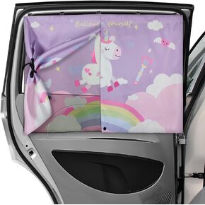 Car Window Shades, Magnetic Double Layer Car Sun Shade for Side Windows Full Shade/Half Shade Options Car Window Curtain Sun Block for Baby (Black)
