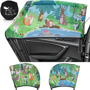 MOVINPE Car Window Shade for Baby, 2-Pack Breathable Mesh Rear Window Screens, Universal Stretchable Sun Shades, Heat and UV Block, Privacy Shield for Toddler Kids Babies (ABC+123)