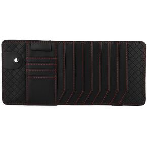 Car CD Organizer Holder, Multi-functional Car Sun Visor CD Organizer Holder PU Leather Disc Card Storage Bag Black