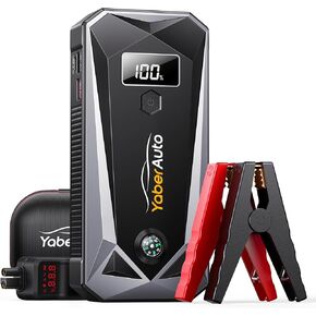 YaberAuto 3000A Car Battery Jump Starter for 9.0L Gas/8.0L Diesel Engines, Portable Car Jump Starter Battery Pack, 12V Jump Box Car Battery Jumper with Extended Jumper Cables, Fast Charge, Lights