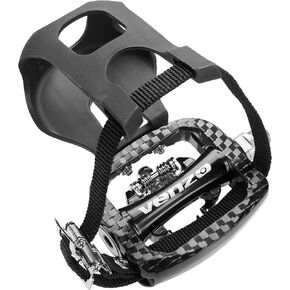 VENZO Bike Toe Clips Cages & Pedals - Compatible with Shimano SPD - Fixed or Adjustable Bicycle Toe Clips & Cleats for Fitness Indoor Exercise Bikes