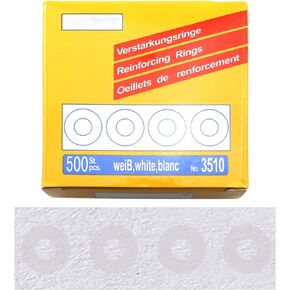 500PCS Loose-Leaf Paper Hole Protection Stickers, Self-Adhesive Reinforcement Ring Labels for Repairing and Strengthening Punched Holes, Student Paper Perforated Stickers, Transparent