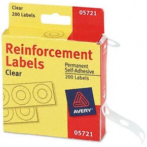 Avery : Self-Adhesive Polyvinyl Standard Diameter Hole Reinforcements, Clear, 200/pack -:- Sold as 2 Packs of - 200 - / - Total of 400 Each