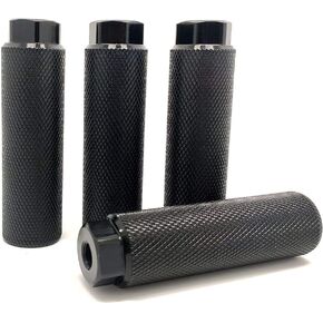 4 PCS Bike Foot Pegs, 4 inch Length Aluminum Alloy Cylinder Anti-Skid Fit 3/8 inch Axles (BLACK)