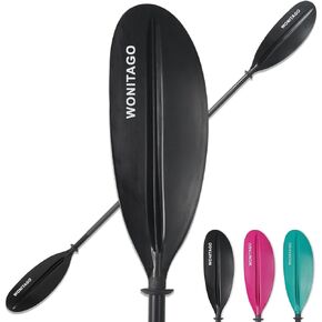 Kayak Paddles Aluminum Shaft Paddle with Nylon Blades, Floating Adjustable Kayaking Oars, 3 Piece, 220-240cm/86-94 Inches,Black/Rose/Teal