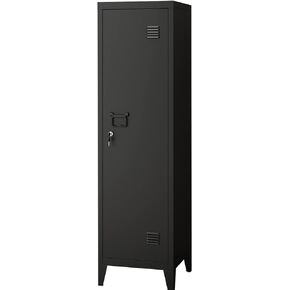 MIOCASA Metal Cabinet Home Office Storage Cabinets with Doors and Shelves Lockable File Cabinet Organizer Coat Lockers for Kids (Black)