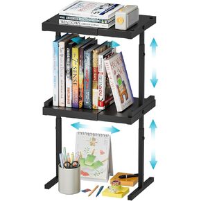 Locker Shelf Organizer for School Locker,Adjustable Width and Height,2 Pack Stackable Metal Locker Organizer Shelf,Expandable Locker Organizer for School,Work,Gym,Black