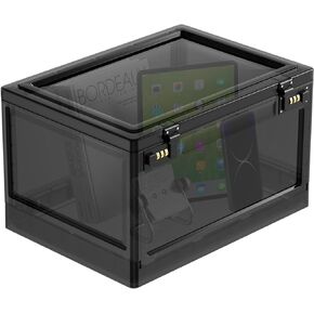 Lock Box for Lockable Medication, Lockbox Medicines, Files Documents Organizer,Food Container,Locking Tablet,Electronics Cabinet,Safe Storage Locker for Home,Office,School,Hospital (Black + White)