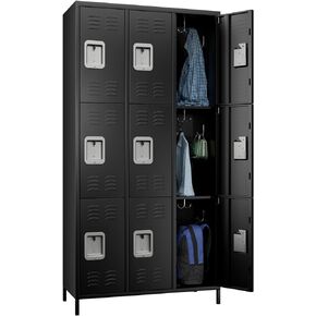 METAN Metal Locker for School Office Gym Bedroom,6 Doors Steel Storage Locker Cabinet for Employees,Industrial Storage Locker with 1 Shelves,Assembly Required (6 Door-Black)