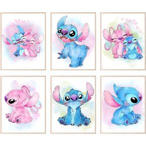 BigWig Prints Lilo and Stitch Poster - Stitch Room Decor, Stitch Bedroom Decor, Stitch Wall Decor, Stitch Room Decor for Girls Bedroom, Stitch Decor for Nursery, Stich Decor - 6 Pack (8x10) Unframed