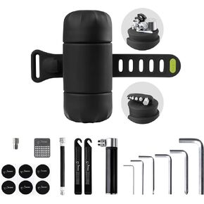 BONE Portable Bike Repair Capsule, 14-in-1 Bicycle Repair Tool Kit, Mountain/Road Bike maintenance with Tire Pump & Wrench Tool Kit, Bike Accessories for Cycling, Emergency Bike Repair Bag