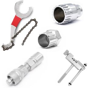 5 in 1 Mountain Bike MTB Repair Tool Kit, Freewheel Remover Tool Bike Chain Breaker Crank Extractor Wrench with chain tail Hook Bottom Bracket Removal Tools