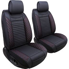 Aierxuan Front Car Seat Covers Waterproof Leather Universal for Chevy Acura Lexus Jetta Tiguan Jeep Wrangler Liberty Cherokee Mitsubishi Outlander Kia Hyundai Accent Audi (2 Pcs Front/Black)