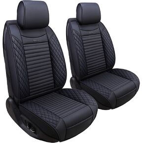 Aierxuan 5 أغطية مقاعد السيارة مجموعة كاملة من الجلد المقاوم للماء العالمي Nissan Honda Civic CRV Hrv Kia Sorento Toyota Corolla 4Runner Camry Hyundai Jeep Ford Focus Edge Mazda (مجموعة كاملة، أسود)