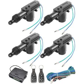 bylikeho 4PCS Power Door Lock Kit,Car Accessories Universal Car Door Lock Remote Lock Kit,Car Keyless Entry System with 2 Remote,12V Door Lock Actuator Car Remote Control