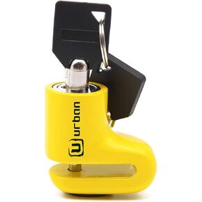Urban 564A Disc Lock Motorcycle, Scooter, Bike, Electric Scooter, Motorcycle Lock Disc Brake Lock Anti Theft Motorcycle Disc Brake Lock with Transport Pouch, Universal 5mm Locking Shaft, Yellow