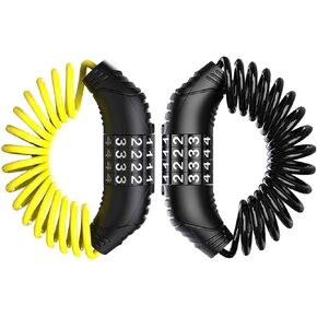 Windance 2pcs Motorcycle Helmet Lock Cable, Anti-Theft Retractable Luggage Lock with 4 Digit Password Combination Security Lock (Black 2pcs)