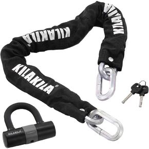 KILAKILA Security Chain Lock Heavy Duty Bike Lock 10mm Bicycle Lock Motorbike Lock Disc Lock with 16mm U Lock
