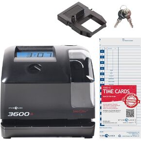Pyramid Time Systems 3600SSK1 Smart Site Time Clock & Document Stamp, SmartSite LED Alignment Light and Tri-View Window, Includes 125 Time Cards, Time Card Rack, Ribbon, & 2 Security Keys
