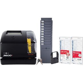 Pyramid Time Systems 3600SSK1 Smart Site Time Clock & Document Stamp, SmartSite LED Alignment Light and Tri-View Window, Includes 125 Time Cards, Time Card Rack, Ribbon, & 2 Security Keys
