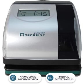 Acroprint Electronic Time Recorder, Accommodates Right or Left-Hand Time Cards, Selectable Hour Format (RM500)