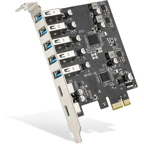 PCI-E USB Card, JESWO PCI-E to USB 3.0 7-Port (5 USB-A and 2 USB-C) Expansion Card, PCI Express Expansion Card for Desktop PC Support Windows 10/8/7/XP and MAC OS 10.8.2 Above