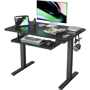 FEZIBO Standing Desk with Keyboard Tray, 55 × 24 Inches Electric Height Adjustable Desk, Sit Stand Up Desk, Computer Office Desk, Rustic Brown
