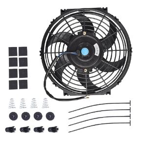 7" Electric Radiator Cooling Fan Assembly Kit, Universal High Performance 12V 80W Motor with Fan Mounting Kit - 2 Pack (Black)
