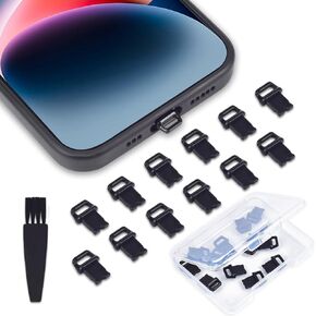 12PACK Lightning Anti Dust Plug with Easy-Grip Tab Compatible with iPhone 14,14 Pro Max,iPhone 13,13 Pro Max,12,11,11 Pro,X,XS,XR,8,7,iPhone Charging Port Plug Dust Cover Caps