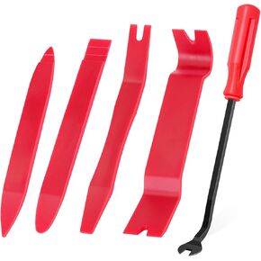 GLK Auto Trim Removal Tool Set, 5pcs Plastic Pry Tool Kit, Auto Trim Tool, Prying Tool, Car Door Panel Clip Revmoal Tool, Fasteners Remover, red