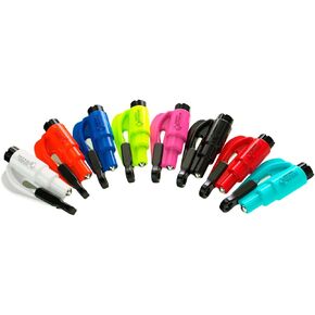 resqme The Original Emergency Keychain Car Escape Tool, 2-in-1 Seatbelt Cutter and Window Breaker, Made in USA, Rainbow Pack 8 Colors - Compact Emergency Hammer