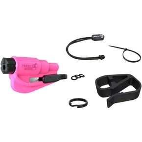 resqme Accessory Pack The Original Emergency Keychain Car Escape Tool, 2-in-1 Seatbelt Cutter and Window Breaker, Made in USA with Visor Clip, Lanyard, Keyring and Cable Tie - Pink