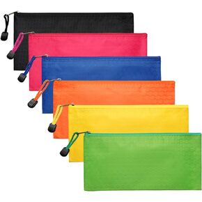 LABUK 6 Pack Zipper Pencil Pouches Bulk, Waterproof Pencil Bags Pencil Case for Office Supplies Travel Cosmetics Accessories in 6 Color