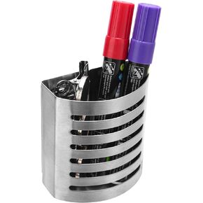 Magnetic Pen and Pencil Holder, Metal Writing Utensil Storage Organizer, Brushed Stainless Steel Pencil Cup for Kitchen, Locker, Home, or Office