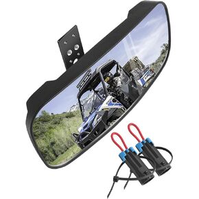 Polaris Ranger Rear View Mirror, ZIDIYORUO HD Center Rear View Mirror for Polaris Ranger 500 570 900 XP 1000XP Crew 2017-2023 on the Factory Drop Down Mounting Tab (with 2pcs of Belt Bypass)